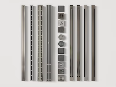 Modern Bathroom Small Accessories With Metal Drain Strips Round Fixtures And Various Designs 3d model