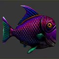 Colorful Aquatic Fish With Vibrant Purple Blue Green Scales And Artistic Design