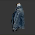 Stylish Cropped Denim Jacket With Puffed Sleeves Buttoned Front And Pockets
