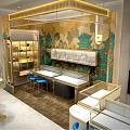 Elegant Jewelry Store Interior Exterior With Gold Decor And Glass Display Cases