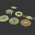 Various Designed Round Decorative Components With Textures Holes And Pointer Gauge
