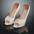 Elegant Beige Peep Toe High Heels With Golden Decorative Buckles And Stiletto Heels