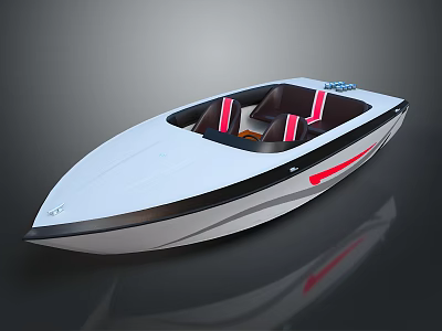 Sleek White Yacht With Modern Design And Red Accents 3d model