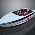 Sleek White Yacht With Modern Design And Red Accents