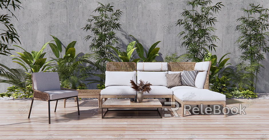 Modern Outdoor Sofa Rattan Woven Outdoor Sofa model