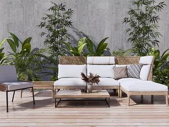 Modern Outdoor Sofa Rattan Woven Outdoor Sofa 3d model