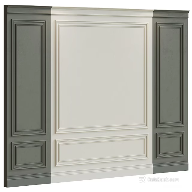 Modern Decorative Background Wall With White Center And Gray Side Panels 3d model 