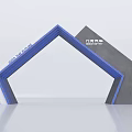 Modern Geometric Elements Design With Blue Frame And Gray Structure 3d model