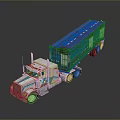White Cargo Truck With Teal Stripes And Blue Container For Transport