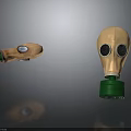 Weapon Gas Mask With Wooden Component Green Base And Protective Lenses