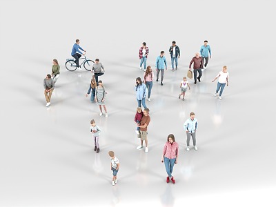 People Leisure Men and Women Interaction Multi-person Children 3d model