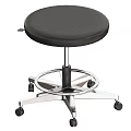 Adjustable Black Leather Stool With Metal Base And Five Star Casters