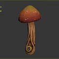 Colorful Vegetable Mushroom Featuring Red Yellow Gradient Cap White Spots And Orange Spiral Stem Design