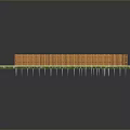 Scenic Landscape with Lush Green Grass and Orange Wooden Fence Maze Structure