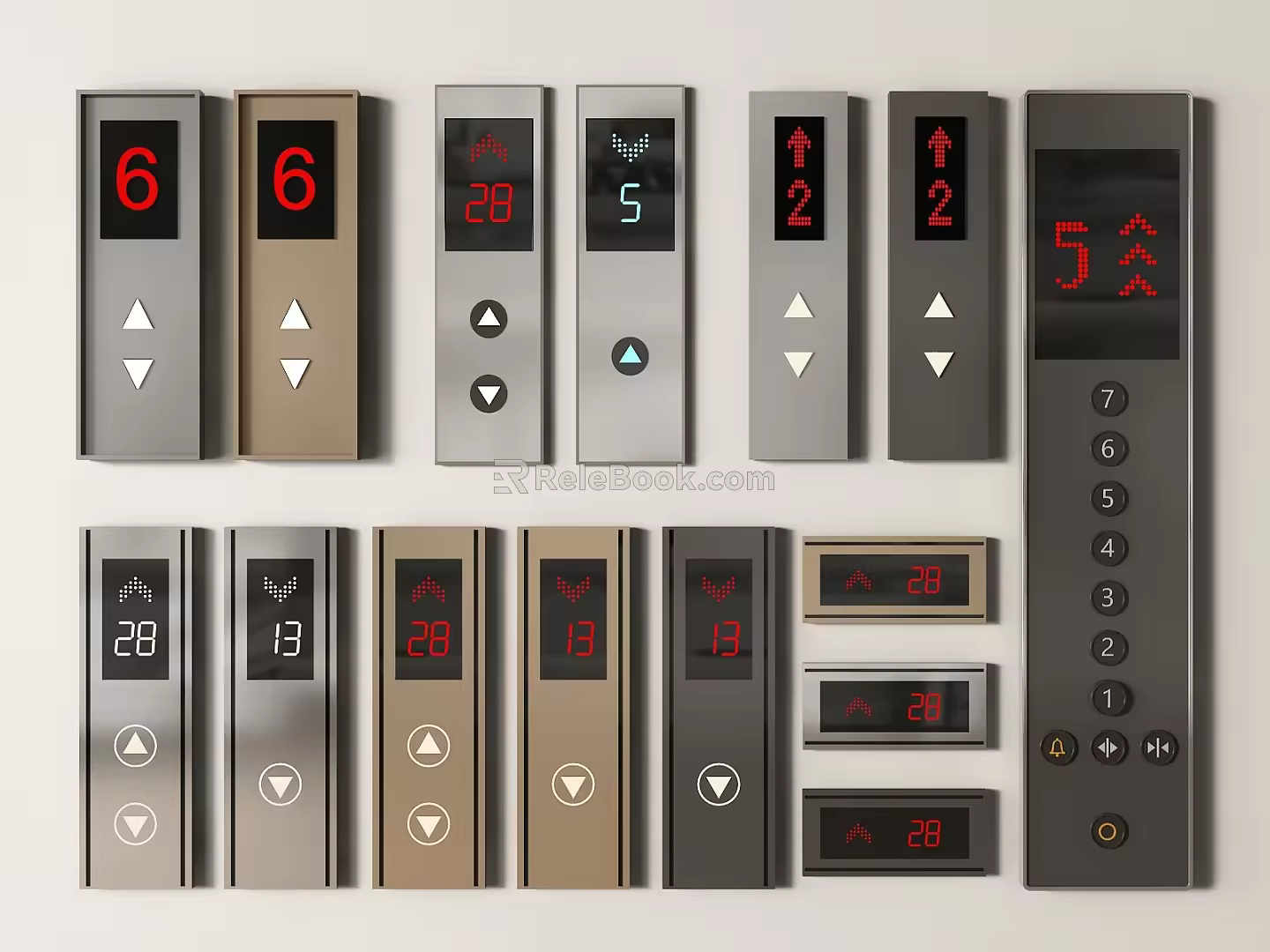 Modern elevator switch elevator button key elevator outgoing call box elevator floor display outgoing call box panel elevator display 3d model