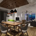 Modern Industrial Open Plan Living And Dining Room With Cozy Sofa And Warm Wooden Flooring