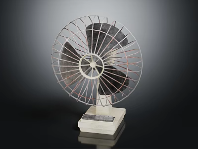 Efficient Tabletop Air Conditioner Fan With Metal Grill And White Base 3d model