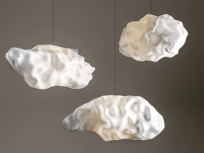 Modern Cloud Shaped White Pendant Lights With Textured Design For Home Decor 3d model