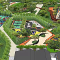 Residential Landscape Design With Sports Courts Play Area Green Trees And Paths