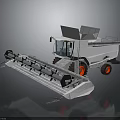 White Combine Harvester Modern Industrial Design With Red Wheels And Harvesting Header