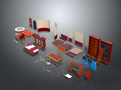 Stylish Home Decorative Ornament Collection With Various Tabletop Shelf And Living Room Decorative Pieces 3d model