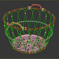 Round Bamboo Woven Basket with Handles and Intricate Weave Design for Household Storage Organizing