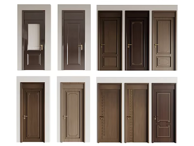 Multiple Swing Door Designs In Modern And Classic Styles With Wooden Finishes 3d model