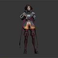 Fantasy Warrior Girl in Armor and Mythical Creature 3D Model with Hook Weapon