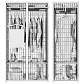 Open Grid Wardrobe Design With Hanging Clothes Hat And Shoes Storage 3d model