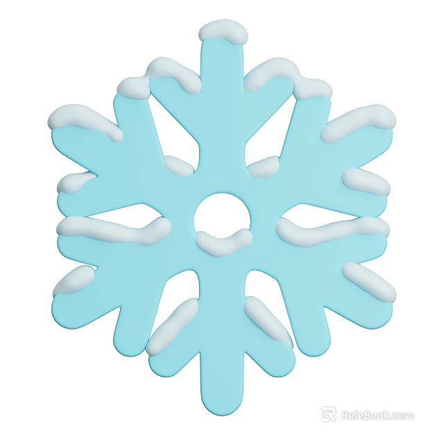 Snowflake Decorative Ornament Set With Light Blue And White Design For Home Decoration 3d model 
