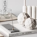 Stylish Decorative Ornament Set With Glass Vase Dried Twig Scented Candle And Geometric Decor