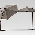 Light Gray Outdoor Umbrellas With Black Frames And Stable Base Stands 3d model
