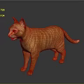 Orange Striped Cat Standing In 3D Render With Gray Background And Reflective Surface 3d model