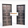 Vintage Wooden Double Doors With Intricate Metal Accents And Classic Design