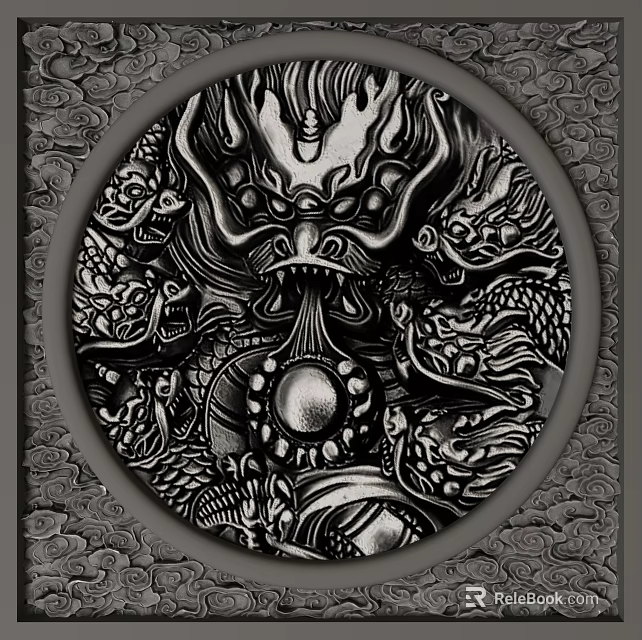 Chinese Style Background Wall With Intricate Dragon Relief And Traditional Carving Design 3d model 