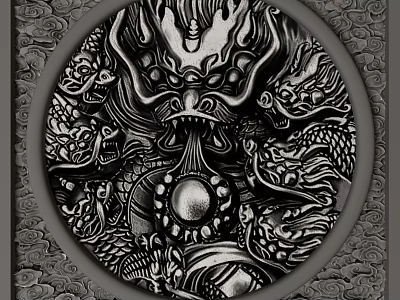 Chinese Style Background Wall With Intricate Dragon Relief And Traditional Carving Design 3d model