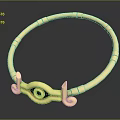 Gold Metallic Bracelet With Eye Shaped Decoration And Spiral Accents