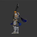 Blonde Haired Warrior in Silver Blue Armor Wielding Giant Sword with Blue Accents