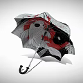 Stylish Decorative Umbrella With Koi Fish Yin Yang Design And Red Black White Colors