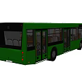 Modern Green City Bus Exterior With Large Windows And Open Side Doors