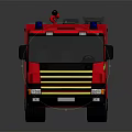 Red Fire Truck With Ladder Blue Lights And White Yellow Stripes For Fire Rescue