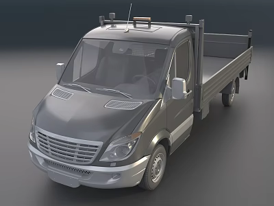 Durable Utility Cargo Truck With Open Bed And Roof Racks Design 3d model