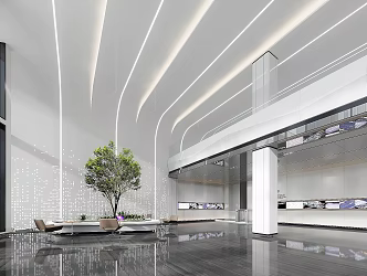Modern Office Lobby Company Lobby Reception 3d model