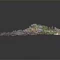Architectural Model of Residential Buildings with Green Landscape and Surrounding Vegetation