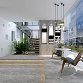 Modern Lounge Area With Open Design Wooden Walls White Tables Chairs And Lighting