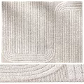 Light Beige Square Rug With Modern Ribbed Texture For Living Room Decor