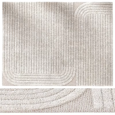 Light Beige Square Rug With Modern Ribbed Texture For Living Room Decor 3d model