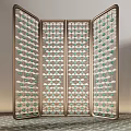 Decorative Metal Frame Screen With Intricate Green And White Geometric Patterns 3d model