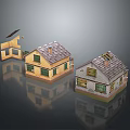 Miniature House Models With Tiled Roofs Green Windows And Varied Designs