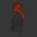 Human Head Organ With Long Curly Orange Hair On 3D Model Figure
